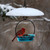 Mosaic Birds Cuban Hanging Bird Bath or Feeder Aqua with Cardinal and Dome in Snow
