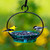 Mosaic Birds Cuban Hanging Bird Bath or Feeder Aqua with Chickadee and Goldfinch