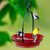 Mosaic Birds Cuban Hanging Bird Bath or Feeder Ruby Red with Goldfinch and Chickadees