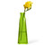 7" Recycled Glass Pyramid Bud Vase Lime with Freesia