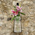 19" Hanging Lantern Glass Vase & Wall Hook with Tulips on Wall