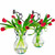 French Country Hanging Vase 18" Duo with Red Tulips