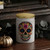 Sugar Skull Glass Jar w/ Lid, 12 oz, 12/Case Assorted, Glossy White with Pumpkins and Halloween Decor