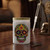 Sugar Skull Glass Jar w/ Lid, 12 oz, 12/Case Assorted, Glossy White with Key and Skull Bookend for Halloween