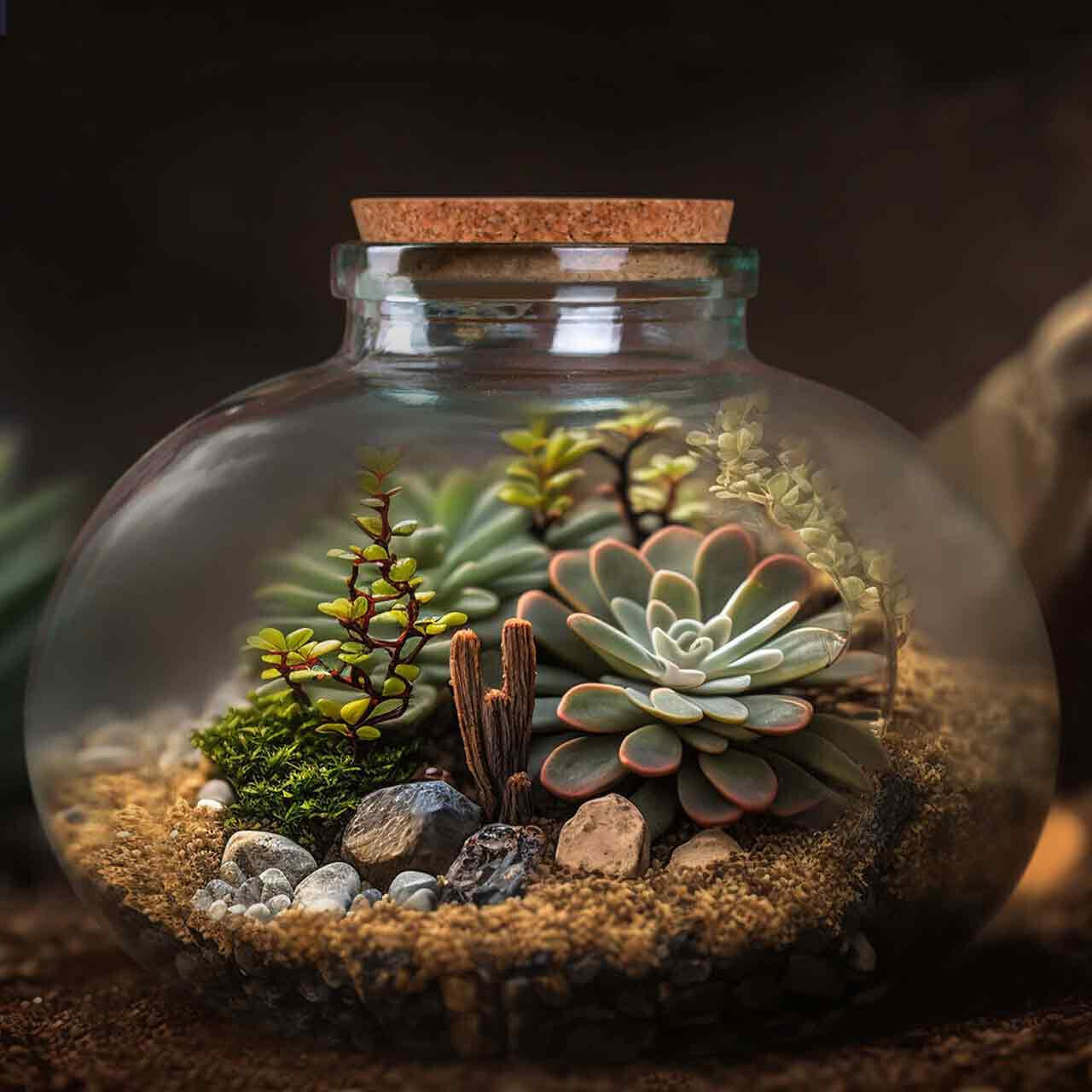 270 oz Glass Bean Jar with Terrarium
