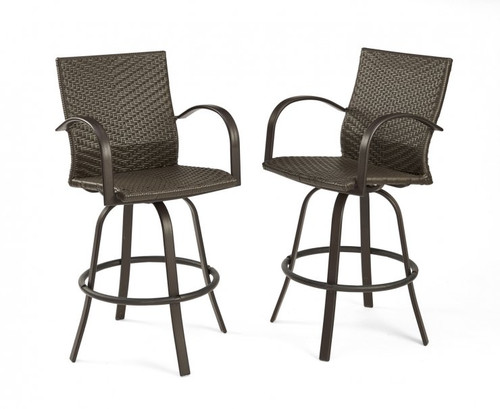 Leather Wicker Barstools by The Outdoor GreatRoom Company