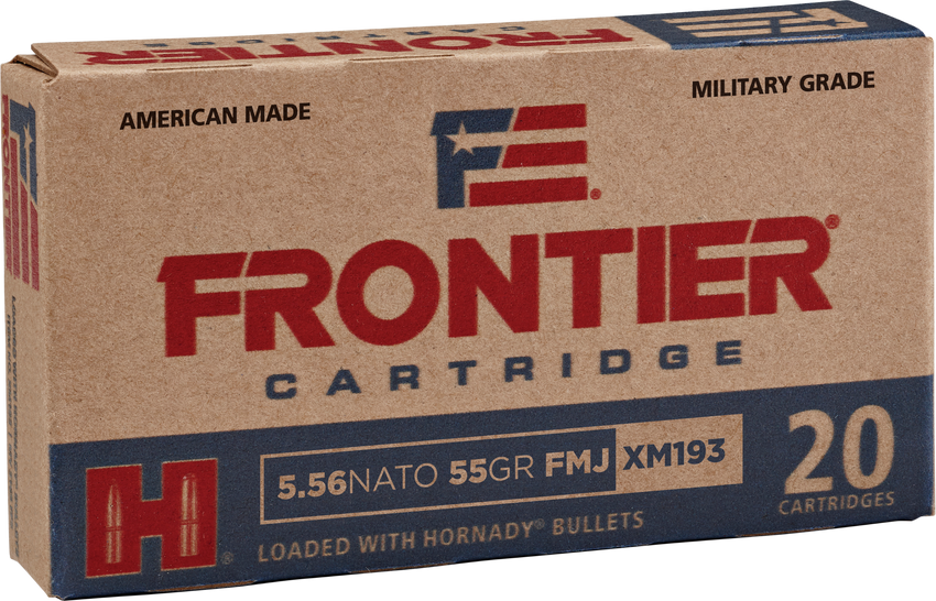 HORNADY FRONTIER 5.56 NATO 55 GR FMJ (XM193) 20RD/BX 25BX/CS