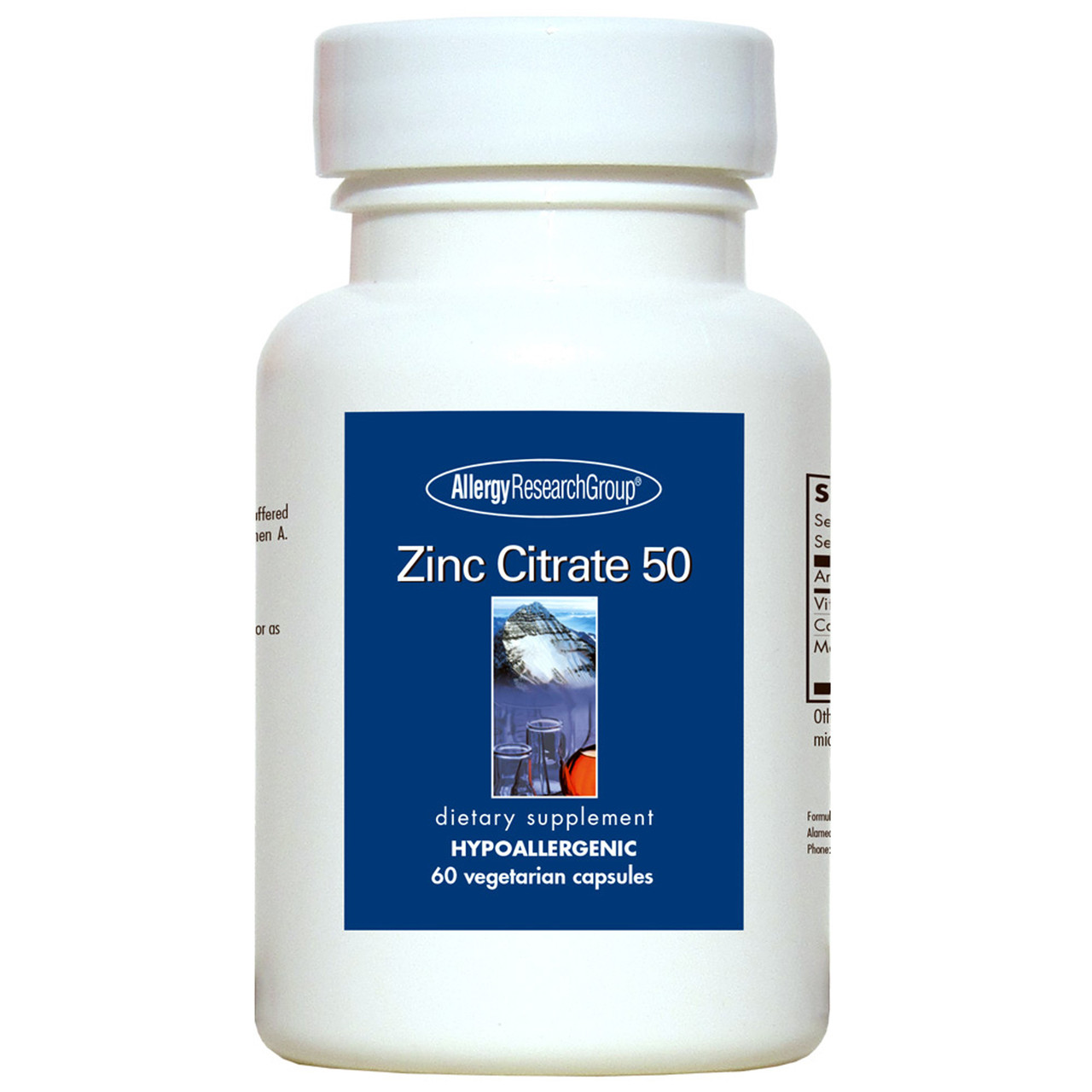 Allergy Research Group Zinc Citrate 50mg 60 Capsules Life Nutrition