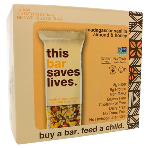 This Bar Saves Lives Madagascar Vanilla Almond and Honey 12 Bars