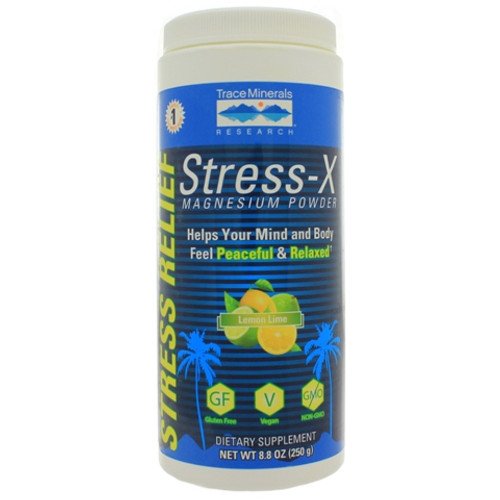 Trace Minerals Research Stress-X Magnesium Powder Lemon-Lime 8.8 Ounces