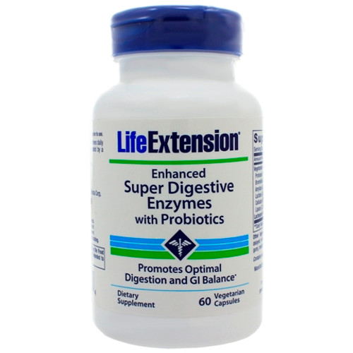 Life Extension Enhanced Super Digestive Enzymes w/Probiotics 60 Capsules