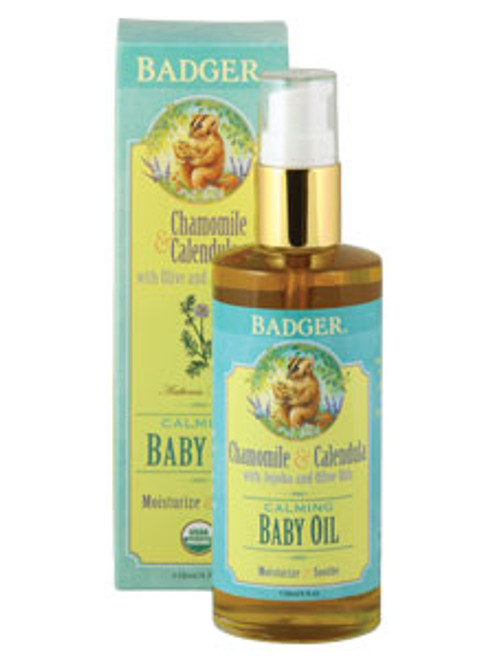 Calming Baby Oil Glass Bottle 4 fl oz W.S. Badger Company