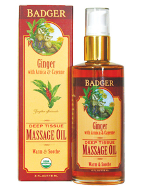Deep Tissue Massage Oil w/Ginger 4 fl oz W.S. Badger Company