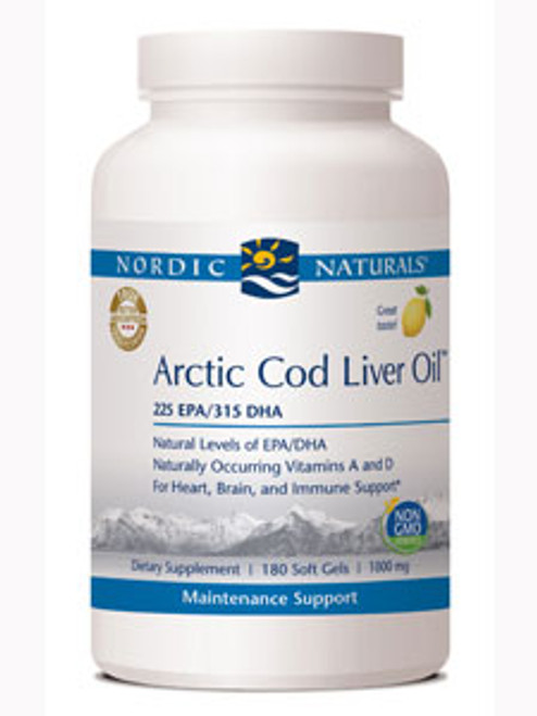 Arctic Cod Liver Oil  Lemon 180 gels Nordic Naturals