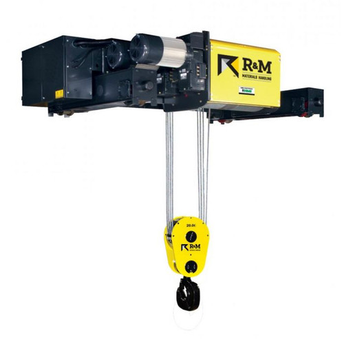 10 Ton R&M Spacemaster SX Double Girder Electric Wire Rope Hoist & Flexible Trolley Gauge - 39ft,4in. Lift 20/3.3fpm