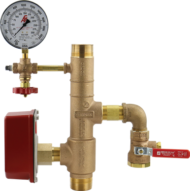 AGF bronze 13R residential riser with pressure gauge, 3-way valve, and threaded connections