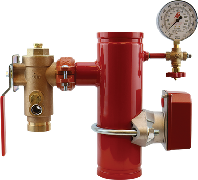 AGF steel riser with TESTanDRAIN, 3-way valve, pressure gauge and grooved connections