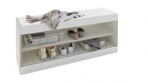 FLAI Storage Bench shown with shoes FLAI Storage Bench shown with shoes