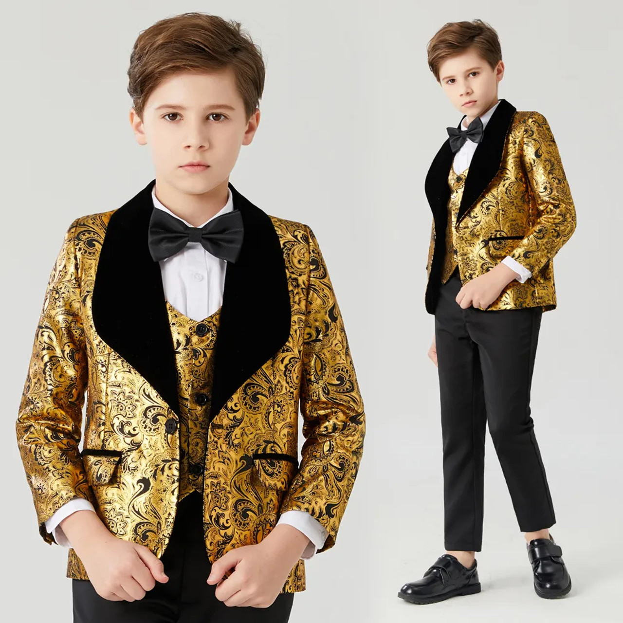 2023 New Royal Blue Boys Suits For Wedding Handsome Jacket Pants 2 Pcs Set  Dinner Formal Blazer Set For Children Costume