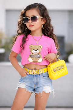 Fashion kids wearing statement belt styled luxury outfit