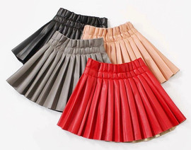 FAUX LEATHER Pleated Skirt Elastic Waisted(Toddler and Girls)