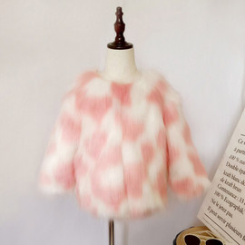 Dakota MINI FAUX FUR JACKET WHITE & PINK)FOR TODDLERS -TEEN) Dakota MINI FAUX FUR JACKET WHITE & PINK)FOR TODDLERS -TEEN)