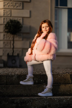COOLKIDSBKLYN-CHILDREN-TEEN- LUXURIOUS FOX FUR COAT IN BABY-PINK