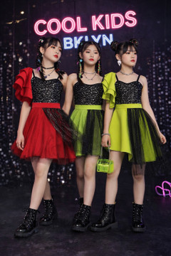 SARAHI sheer sequin mesh dress one shoulder(GIRLS)