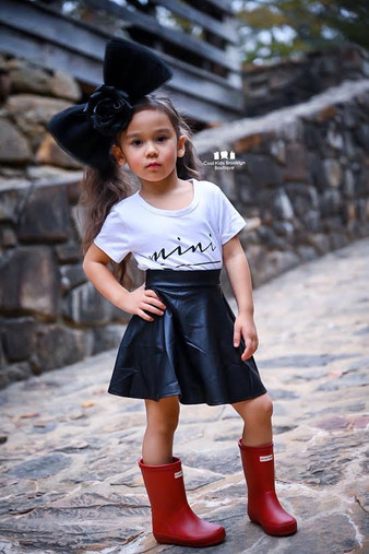 Coolkidsbklyn Toddler Kids Girl Clothes Mini Boss T Shirt Tops Leather Skirt 2pcs Outfit Child