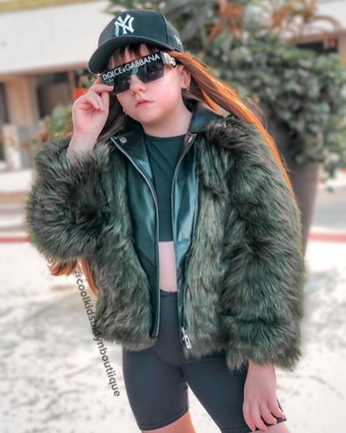  Faux Fur Leather Moto Jacket Toddlers - Pre-teen