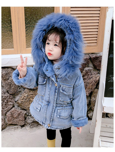 Jean jacket with fur on sale hood