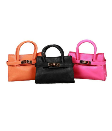 Birkin inspired handmade PU Leather Black tote buckle travel