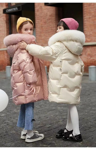 KYLA LONG DOWN COAT Faux Fur Hooded Parkas TODDLERS & tweens