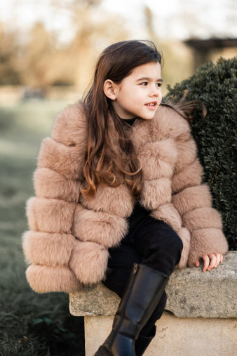 COOLKIDSBKLYN-CHILDREN-TEEN- LUXURIOUS FOX FUR COAT IN TAN OR RACCOON