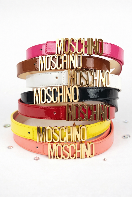 Yellow kids belt with gold logo buckle high quality leather finish