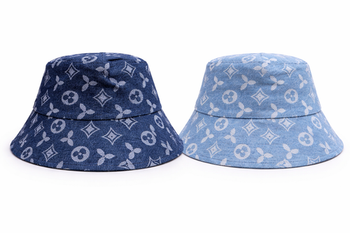 Denim bucket hat for kids by Cool Kids Bklyn, stylish monogram hat in light and dark denim