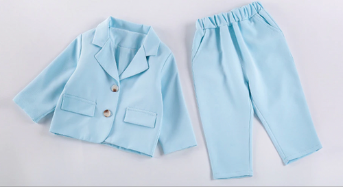 Galilea Girls Blue 2-Piece Blazer Pants Suit(Toddler-girls
