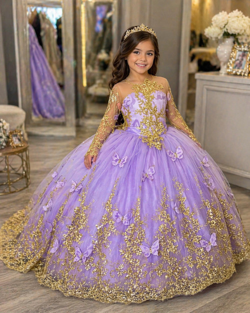 lavander butterfly couture ball gown girls custom luxury dress by coolkidsbklyn
