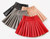 Cool Kids Bklyn girls faux leather pleated skirt in black red and beige, stylish elastic waist skirt for toddlers and girls