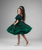 Emerald green sequin couture dress for toddler and teen girls with puff sleeves and layered skirt