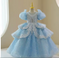 Sarahi Sequin Sparkle Princess Party Dress Puff Sleeves blue