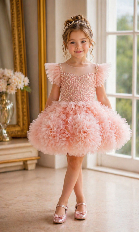 light pink tulle dress A-Line Lace Long Prom Dress, Light Pink Formal US 8 / Light Pink and the double thigh Pink Tulle Short A-Line Prom