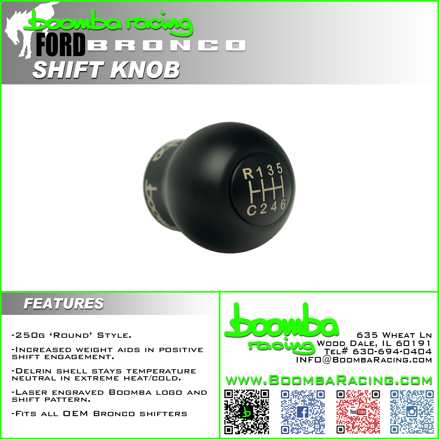 FORD BRONCO WEIGHTED SHIFT KNOB Boomba Racing, Inc.