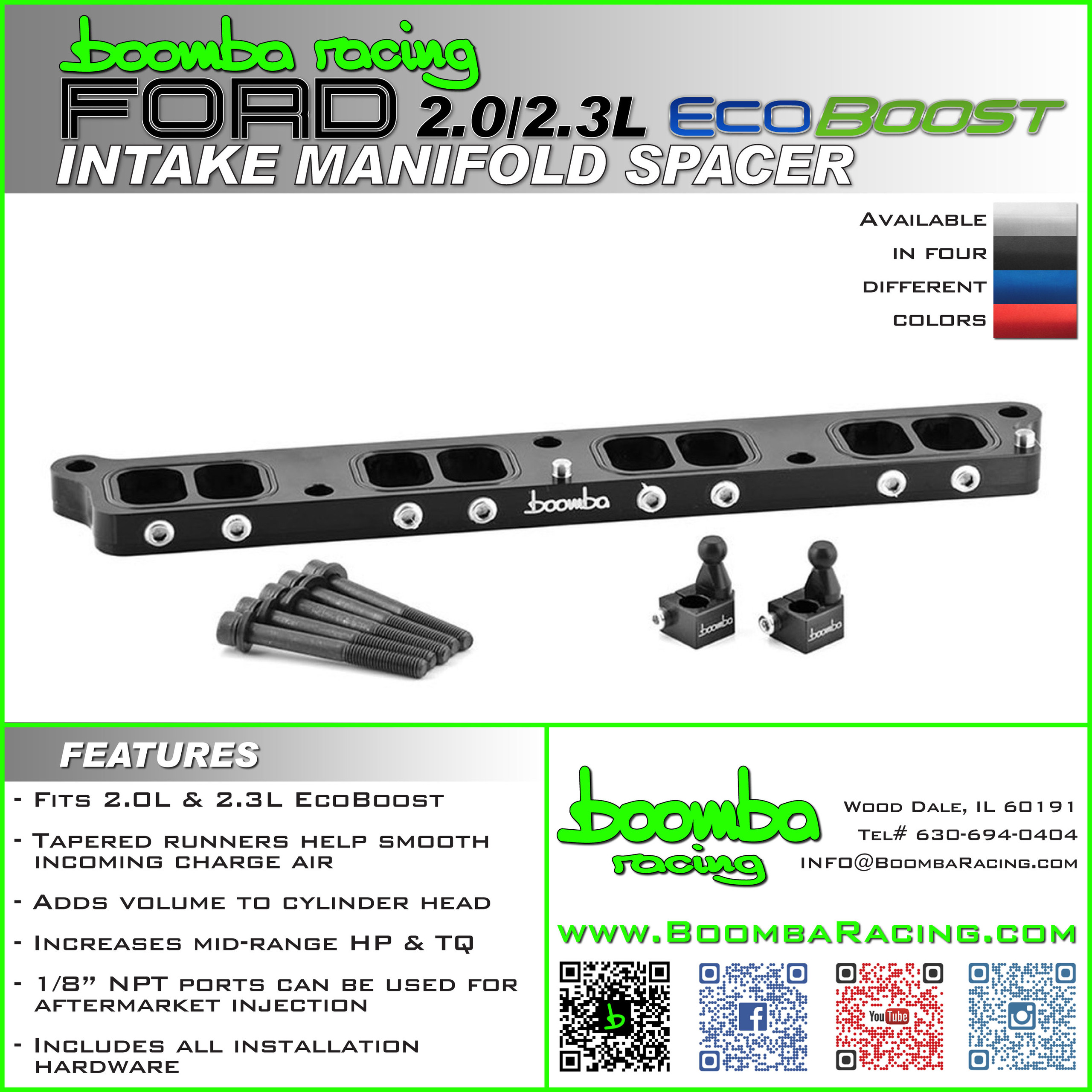 FORD 2.0L/2.3L EB INTAKE MANIFOLD SPACER Boomba Racing, Inc.