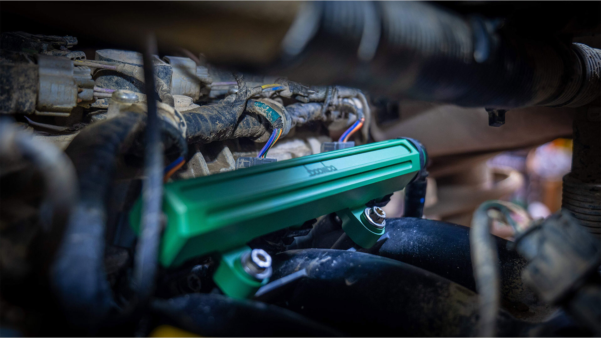 Offroad vehicle shown with Boomba Fuel Rail Installed