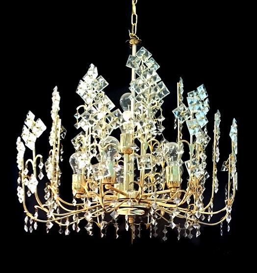 526/75-8 Light Crystal Gold Chandelier 