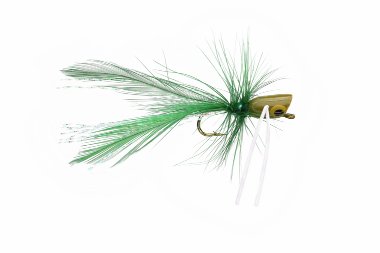 Panfish Popper - Olive body/White Legs