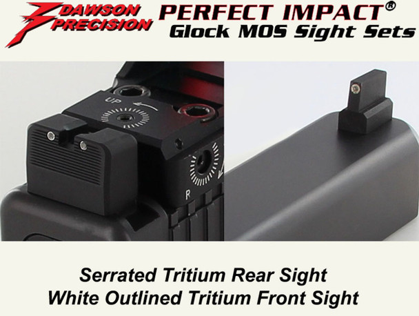 Dawson Precision Sight Set, for Glock MOS Pistols, Fixed Co-Witness (Use w/Leupold DeltaPoint Pro, Vortex Razor sight or similar)