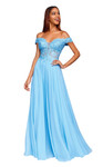 Clarisse 3774 Beaded Lace Off-shoulder Neck Long Dress