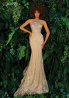 Clarisse 5159 Lace Metallic Glitter Halter Neckline Dress